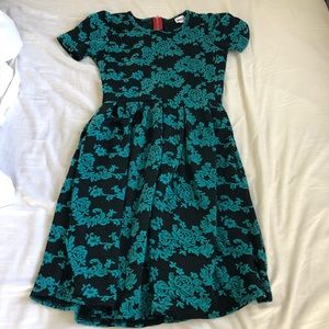 Lularoe dress, floral, teal and black (Amelia?)